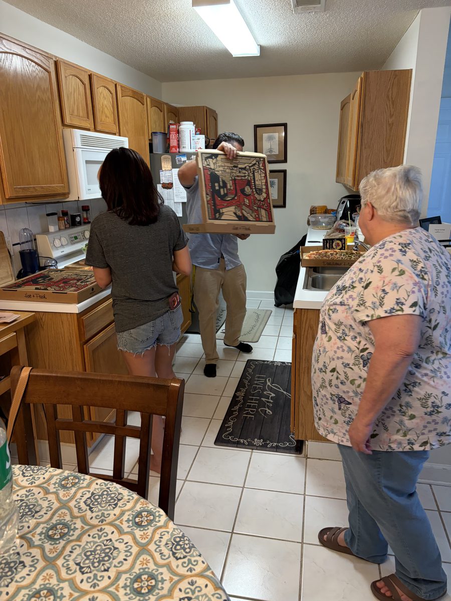 Preparing food and fellowship in the kitchen